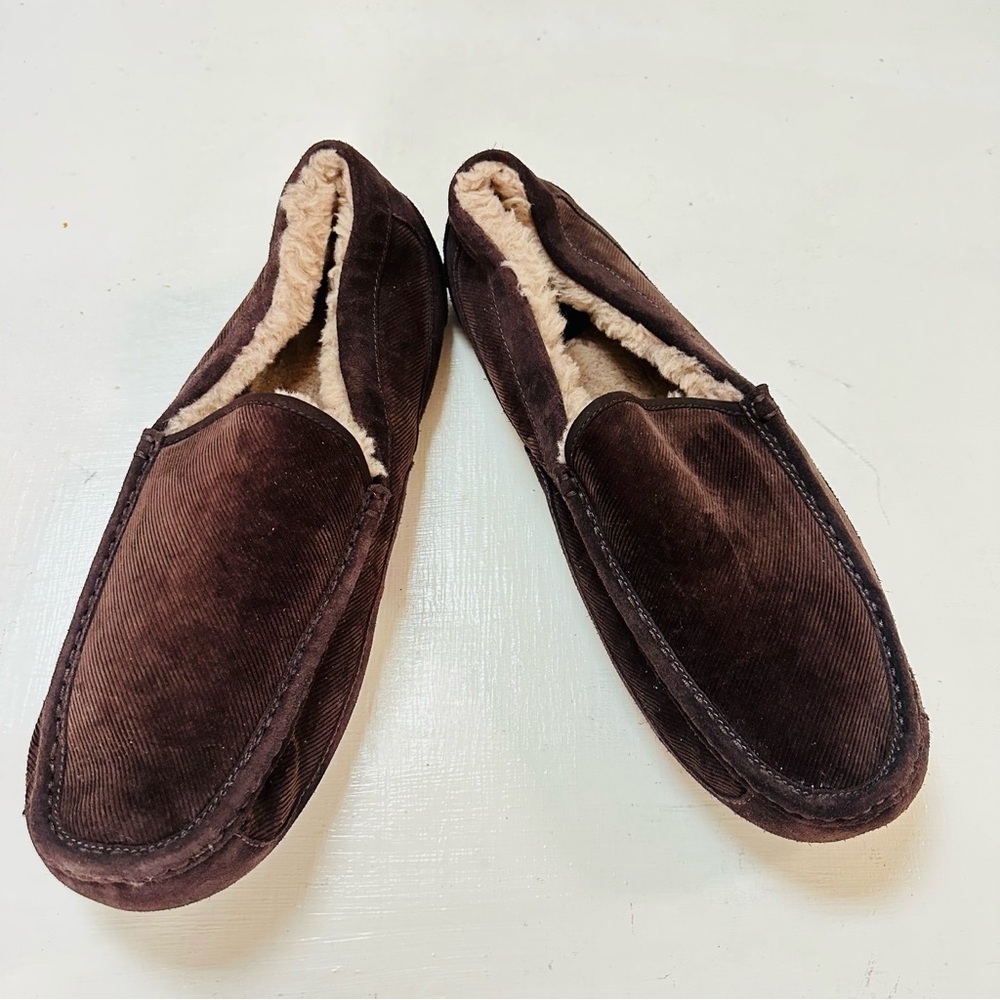 NWOT/B Ugg Men's Ascot Slipper , Dark Brown Suede corduroy, Size US 18 - Picture 5 of 11
